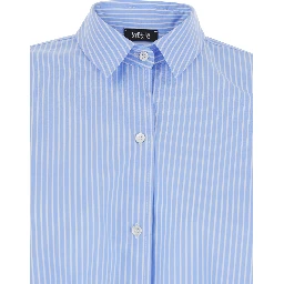 Blue Striped Shirt with Classic Collar for Women
