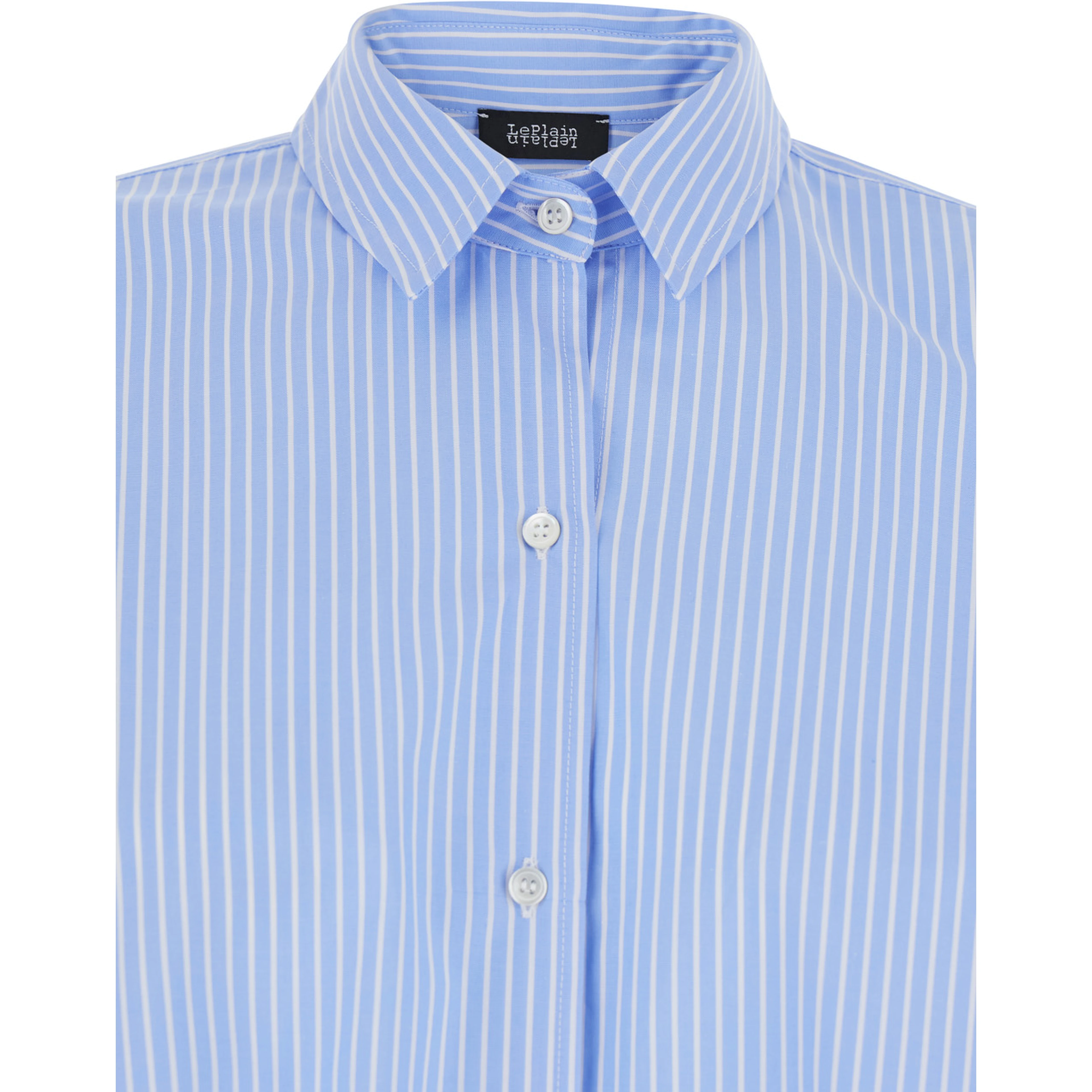 Blue Striped Shirt with Classic Collar for Women