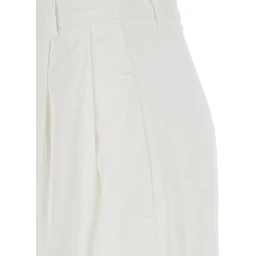 White Pants with Two Side Pockets in Cotton for Women