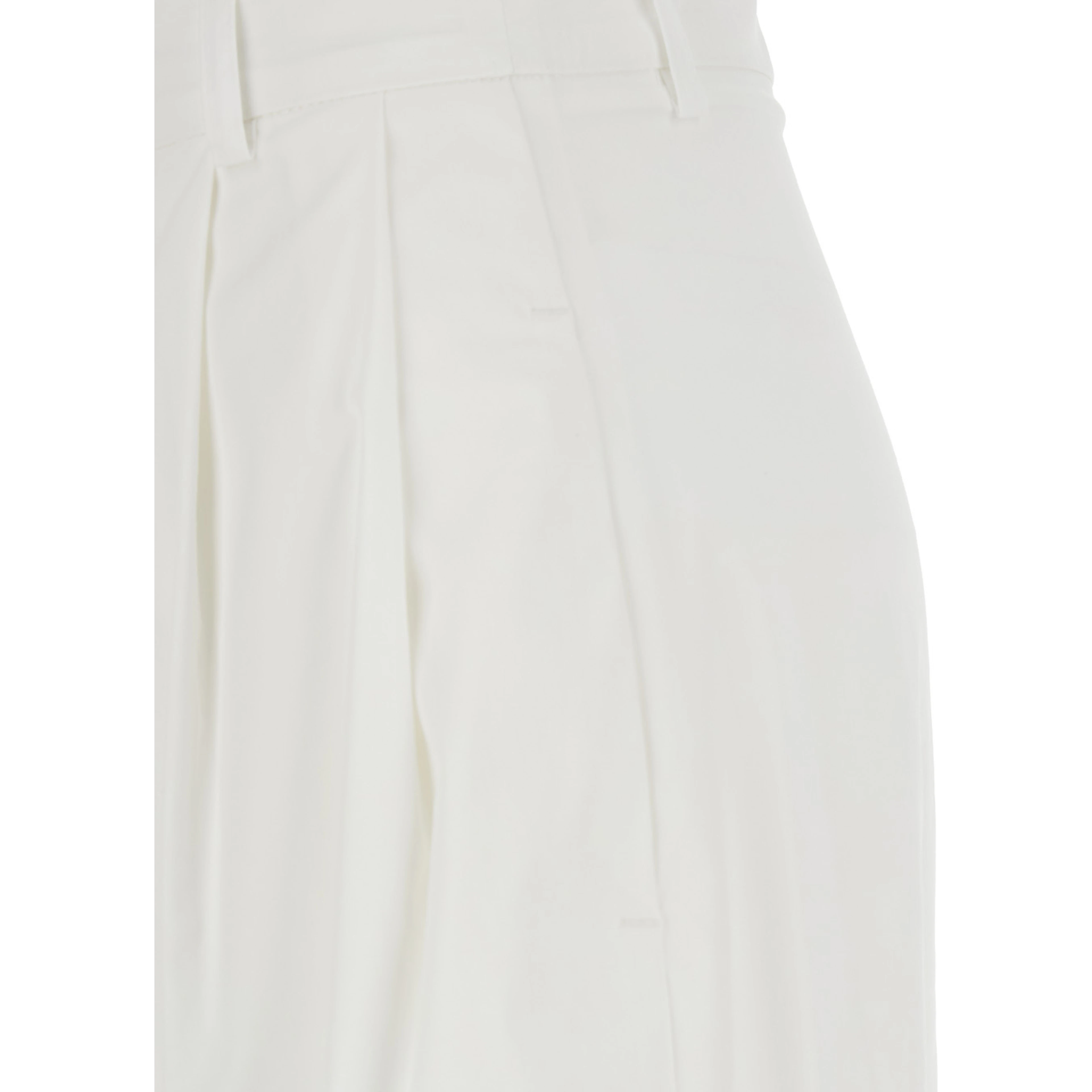 White Pants with Two Side Pockets in Cotton for Women