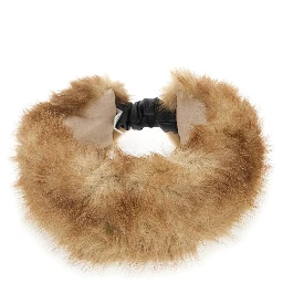 Eleni Beige Headband with back closure in eco fur for women