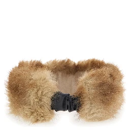 Eleni Beige Headband with back closure in eco fur for women