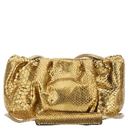 Pillow Metallic Clutch with shoulder strap and magnetic closure in leather for women