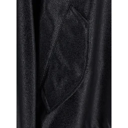 Black Bomber Jacket with Elasticized Hems in Ecoleather for Women