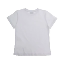 White Cotton Crew Neck T-Shirt with Front Logo for Girls