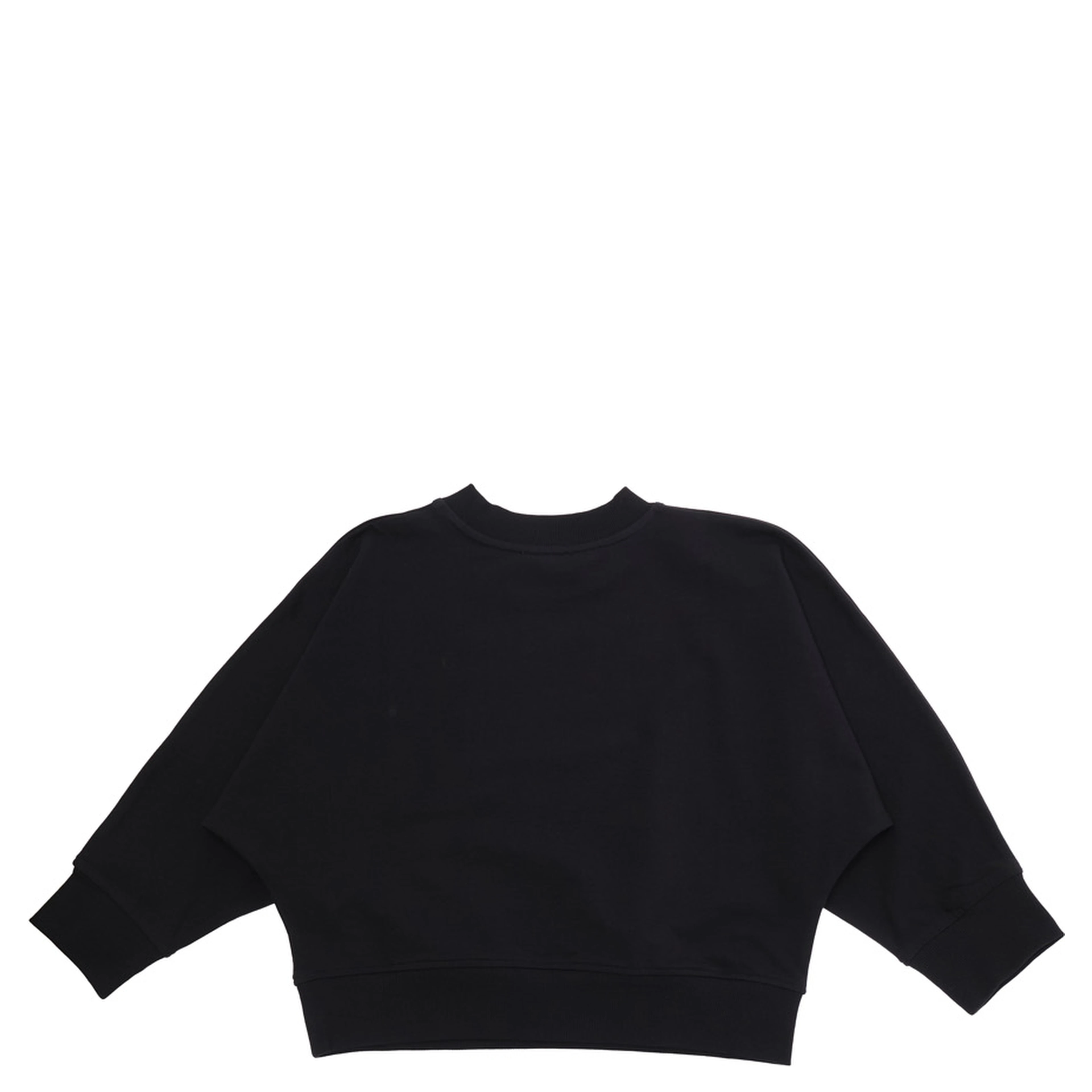 Crewneck Sweatshirt Logo with Logo Lettering on the Front in Black Stretch Cotton for Girls