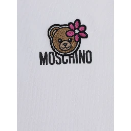 White Cotton Crew Neck T-Shirt with Front Logo for Girls