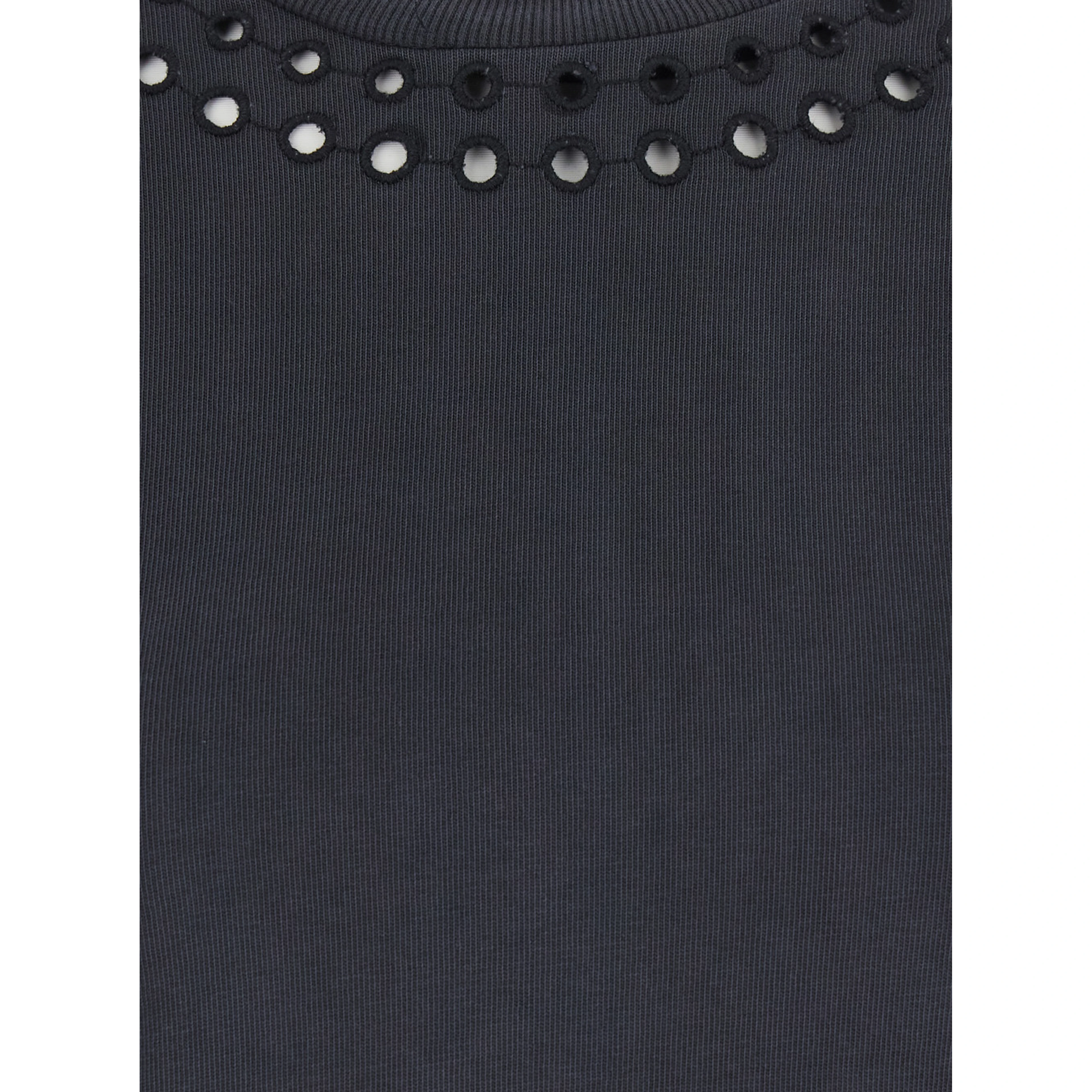 Orlane black dress with Round Neck and Sangallo Details in Cotton for Women