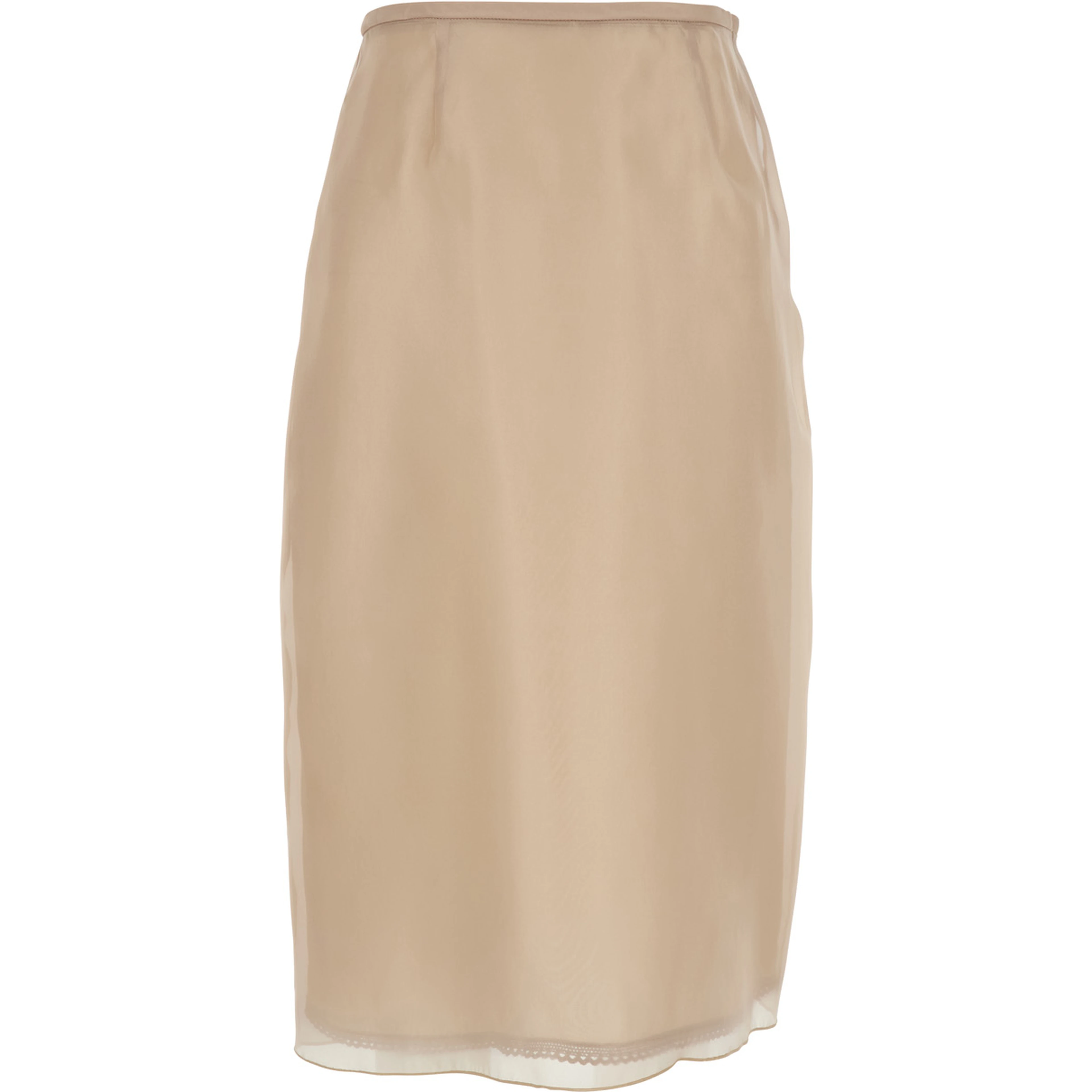 Beige Tech Fabric Layered Design Midi Skirt for Women