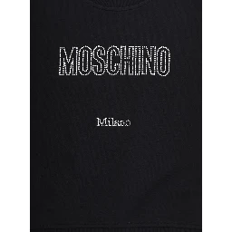 Crewneck Sweatshirt Logo with Logo Lettering on the Front in Black Stretch Cotton for Girls