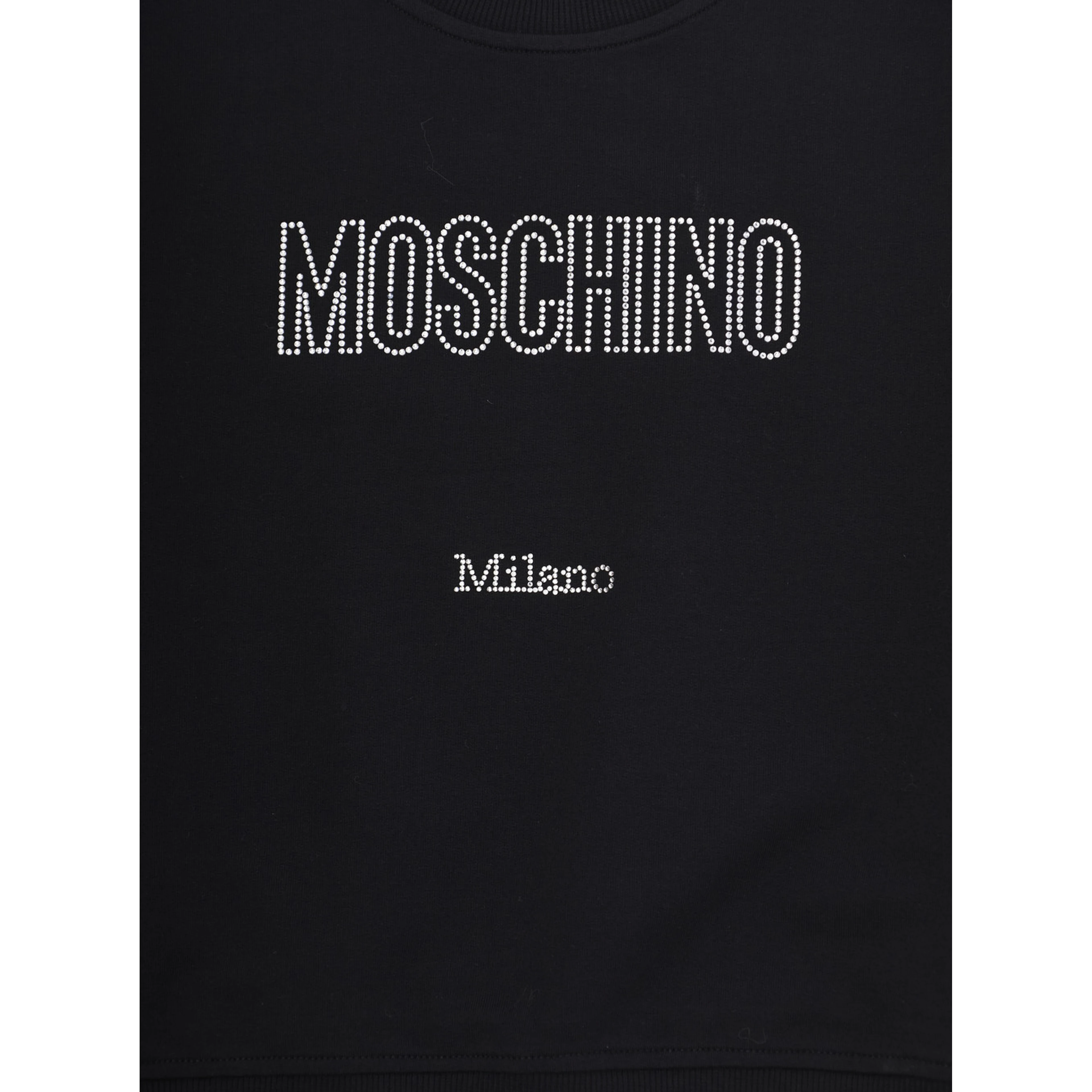 Crewneck Sweatshirt Logo with Logo Lettering on the Front in Black Stretch Cotton for Girls