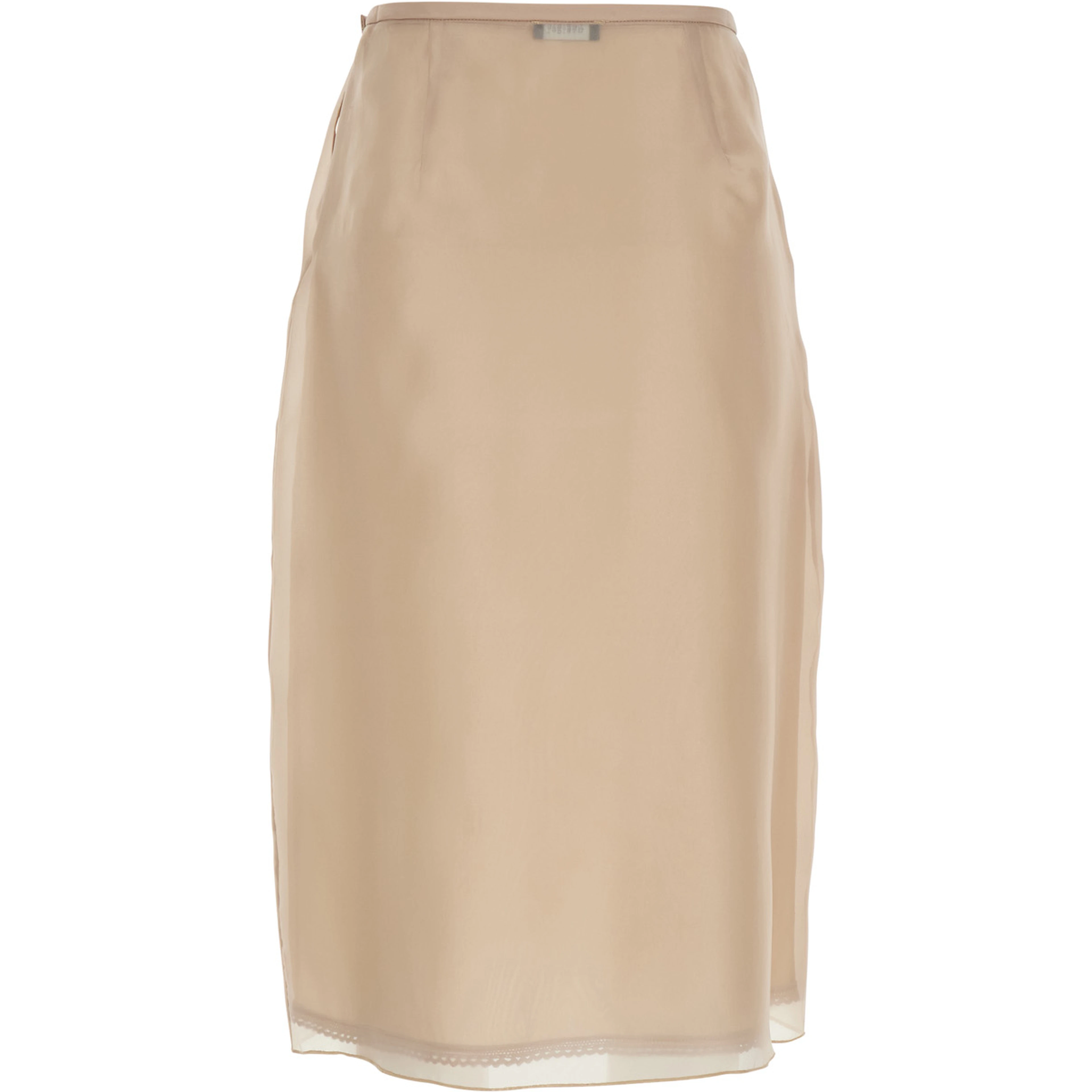 Beige Tech Fabric Layered Design Midi Skirt for Women