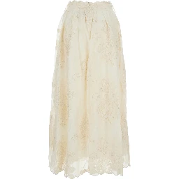 Dress MADDY with V-Neck and Lace Details in White Women