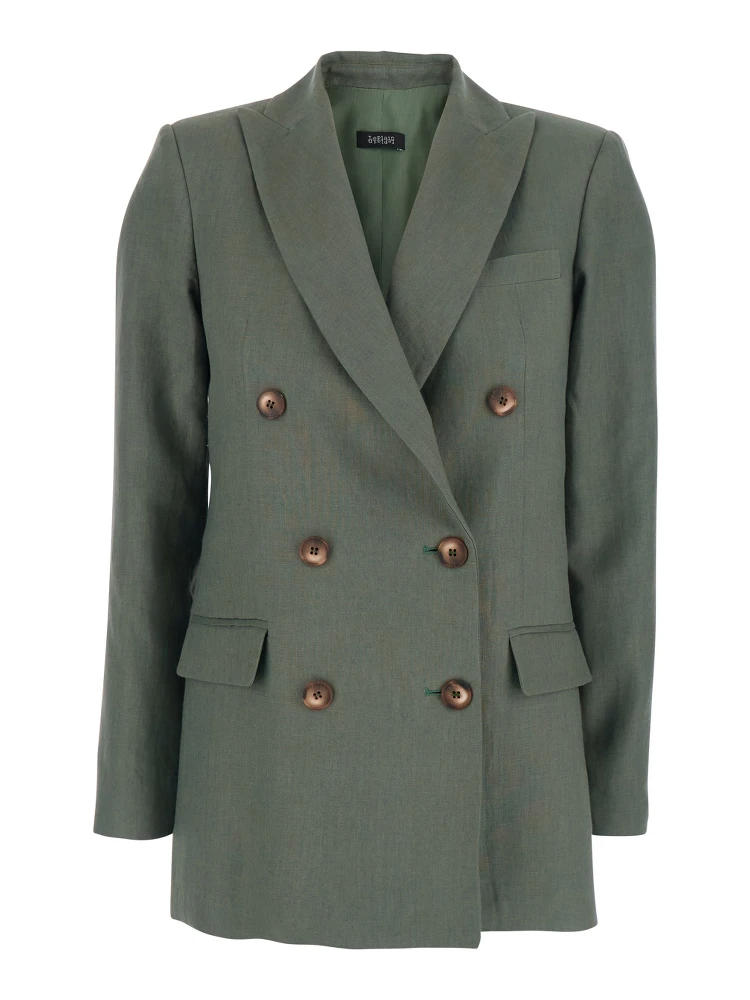 Double-breasted Jacket with Peak Revers in Green for Women