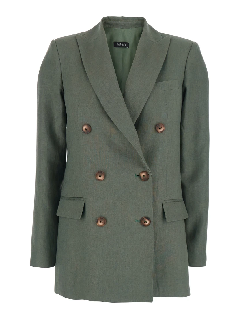 Double-breasted Jacket with Peak Revers in Green for Women
