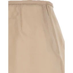Beige Tech Fabric Layered Design Midi Skirt for Women