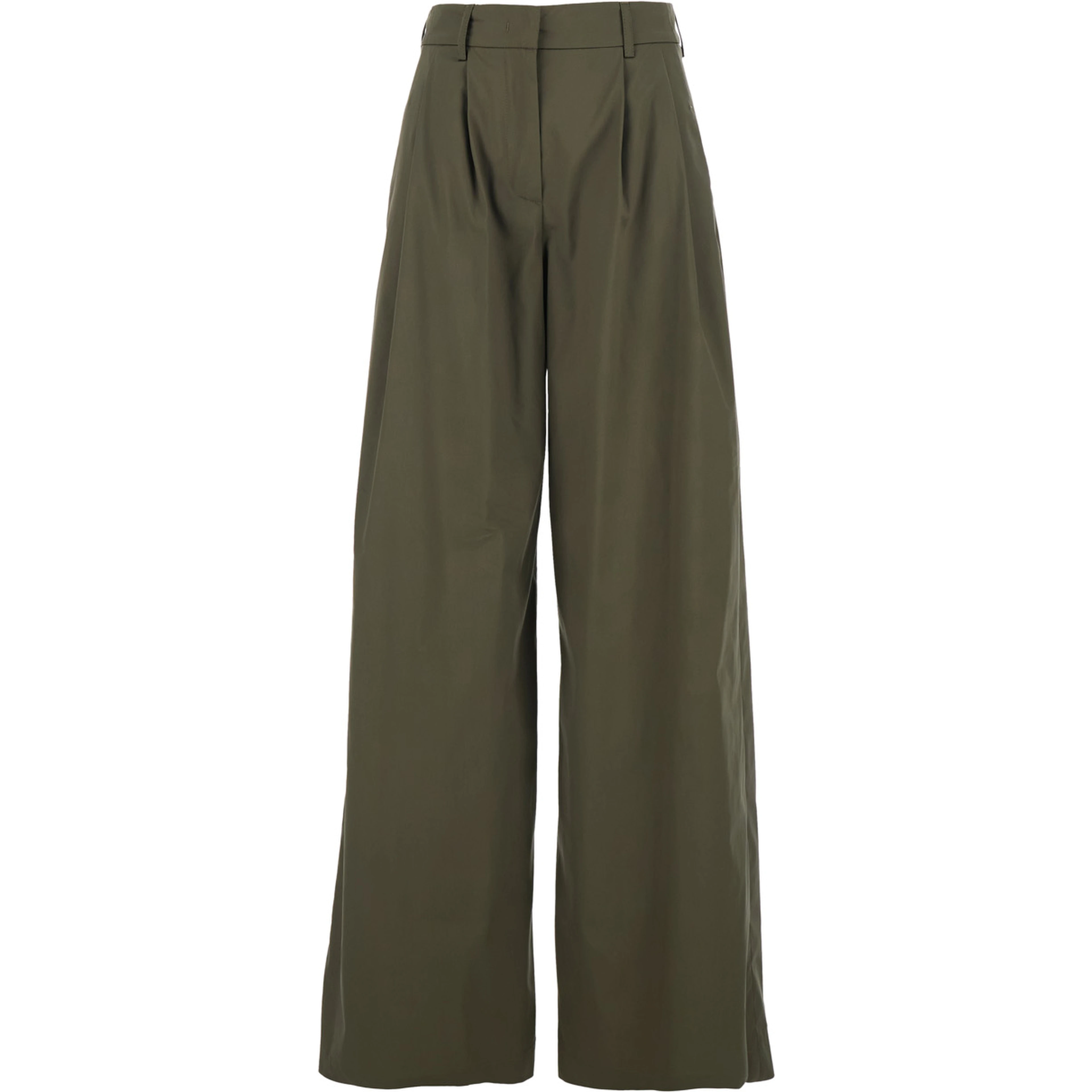 Green Wide Leg Trousers with Pleats for Women