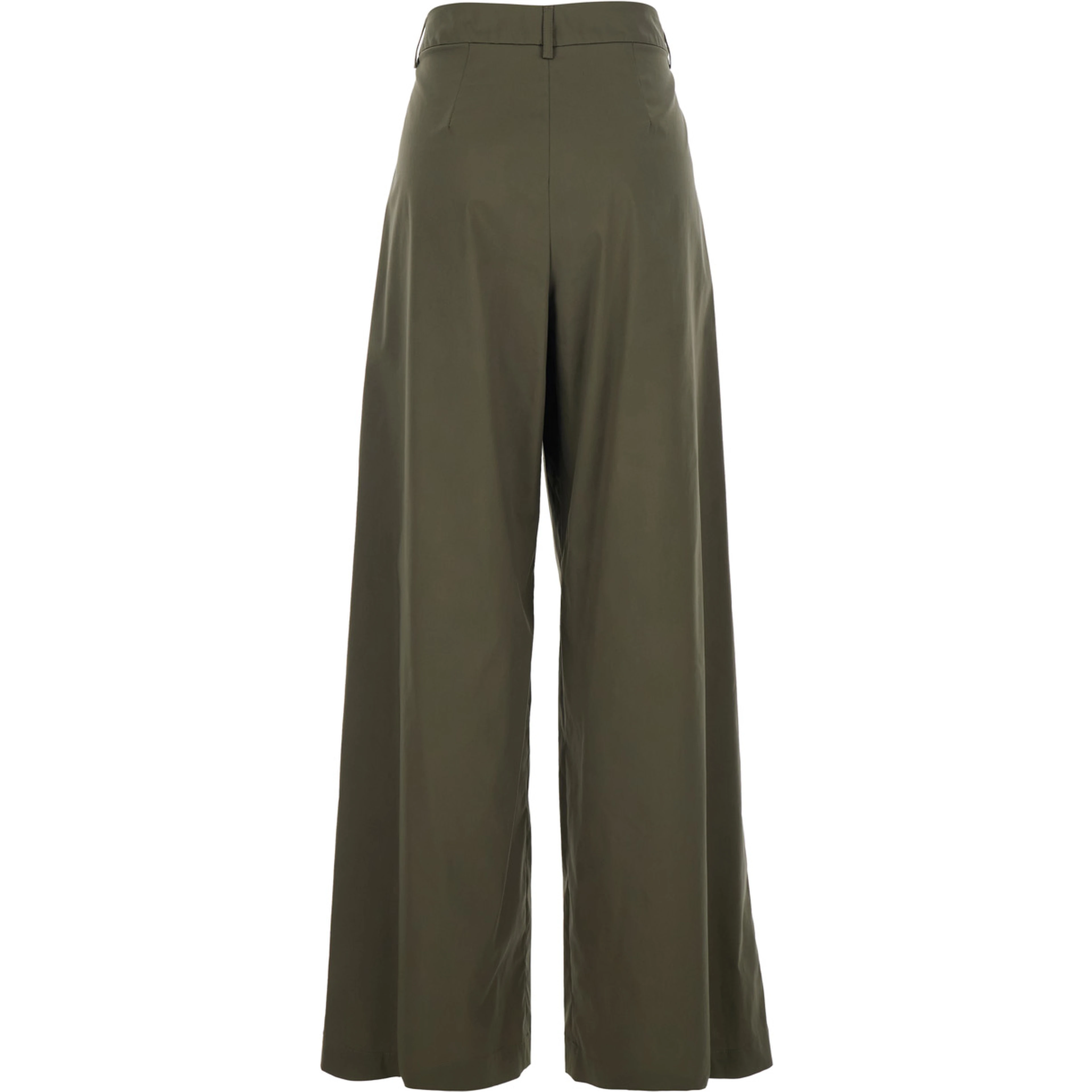 Green Wide Leg Trousers with Pleats for Women