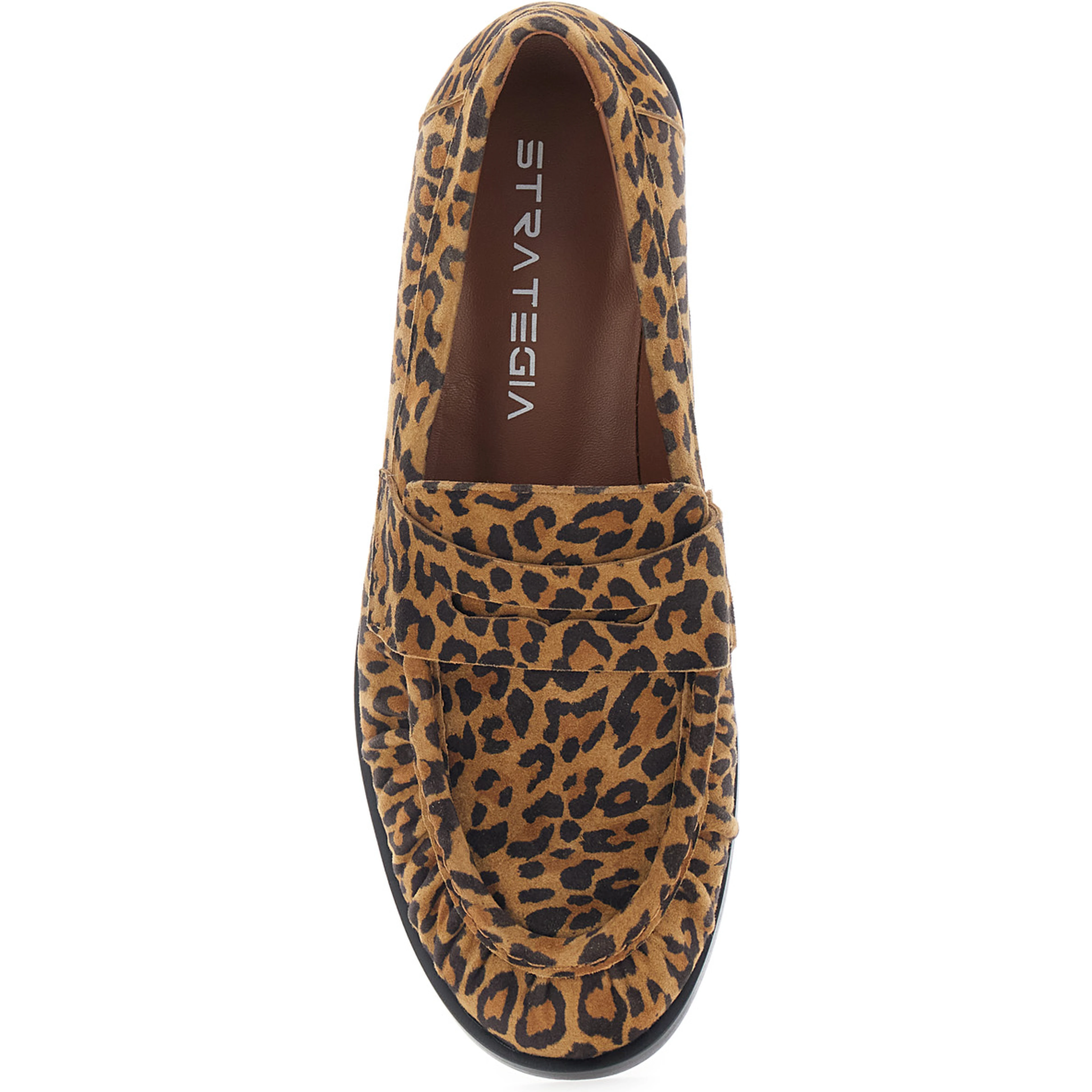 Loafers Revue Africa Brown with Rounded Toe in Leather Women
