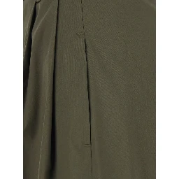 Green Wide Leg Trousers with Pleats for Women