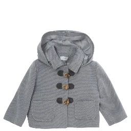 Gray Jacket with hood and Toggle closure on the front in Tech Fabric baby