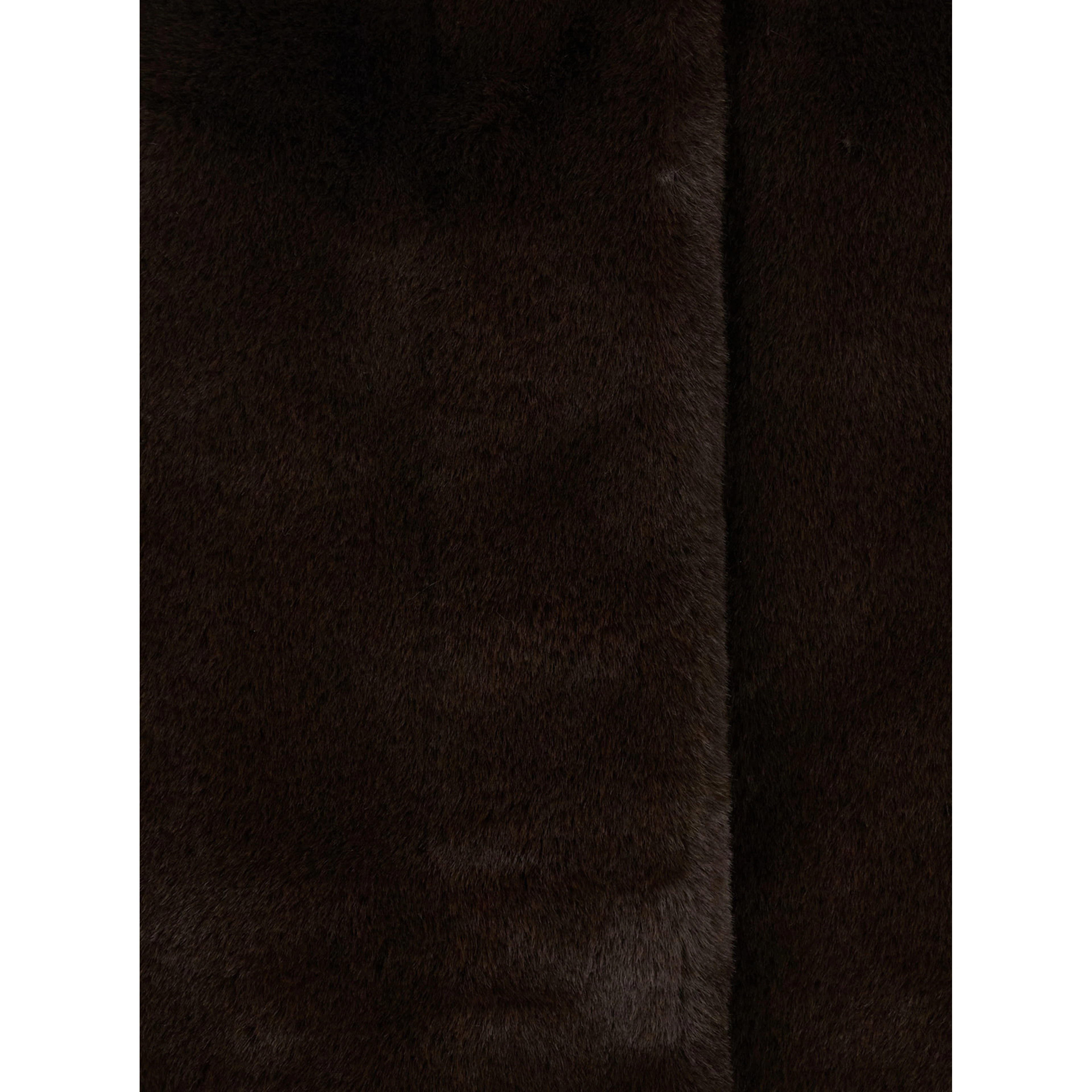 Brown High Collar Eco-Fur Coat with Long Sleeves for Women