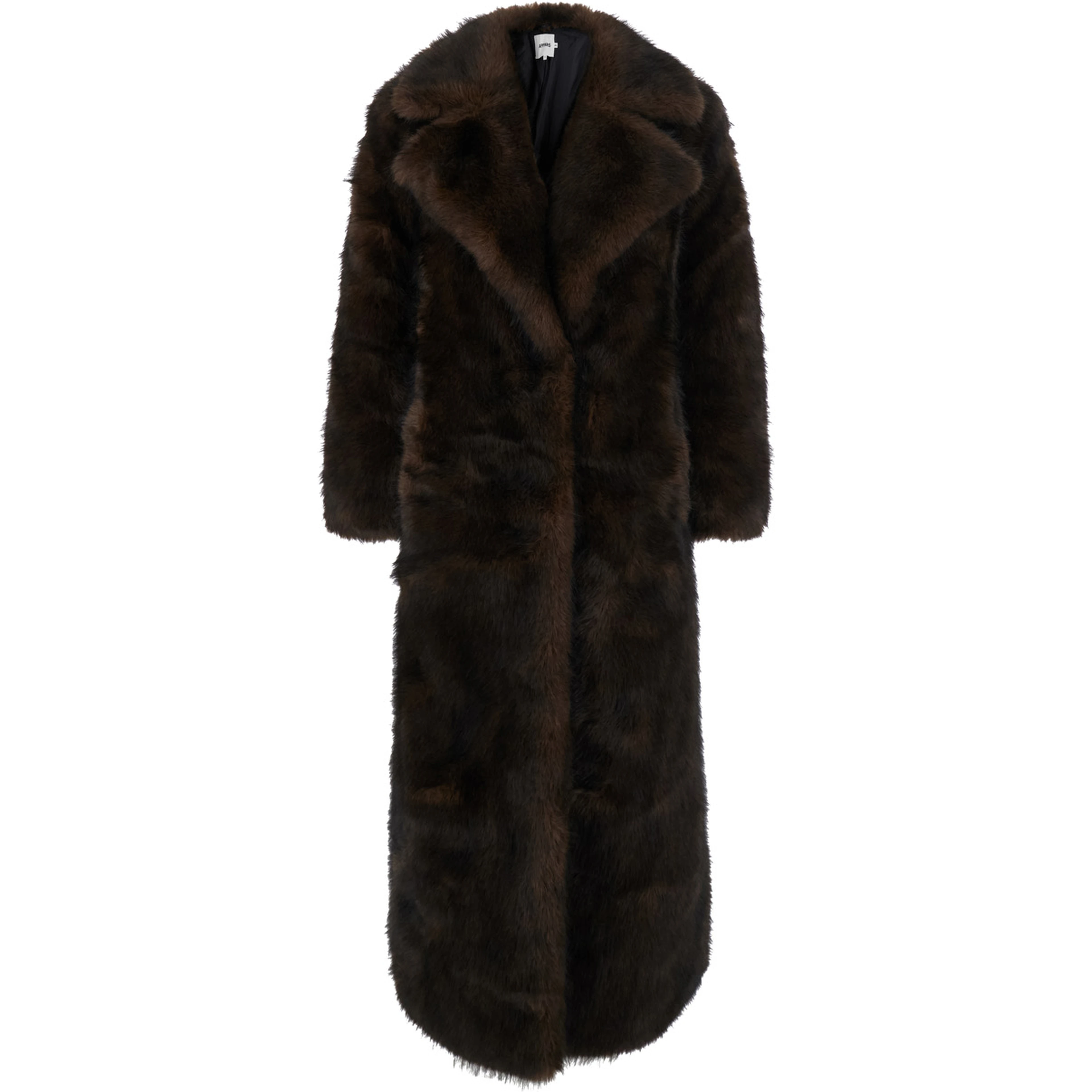 GABRIELLE Brown Fur Coat with Notched Collar in faux-Fur for Women