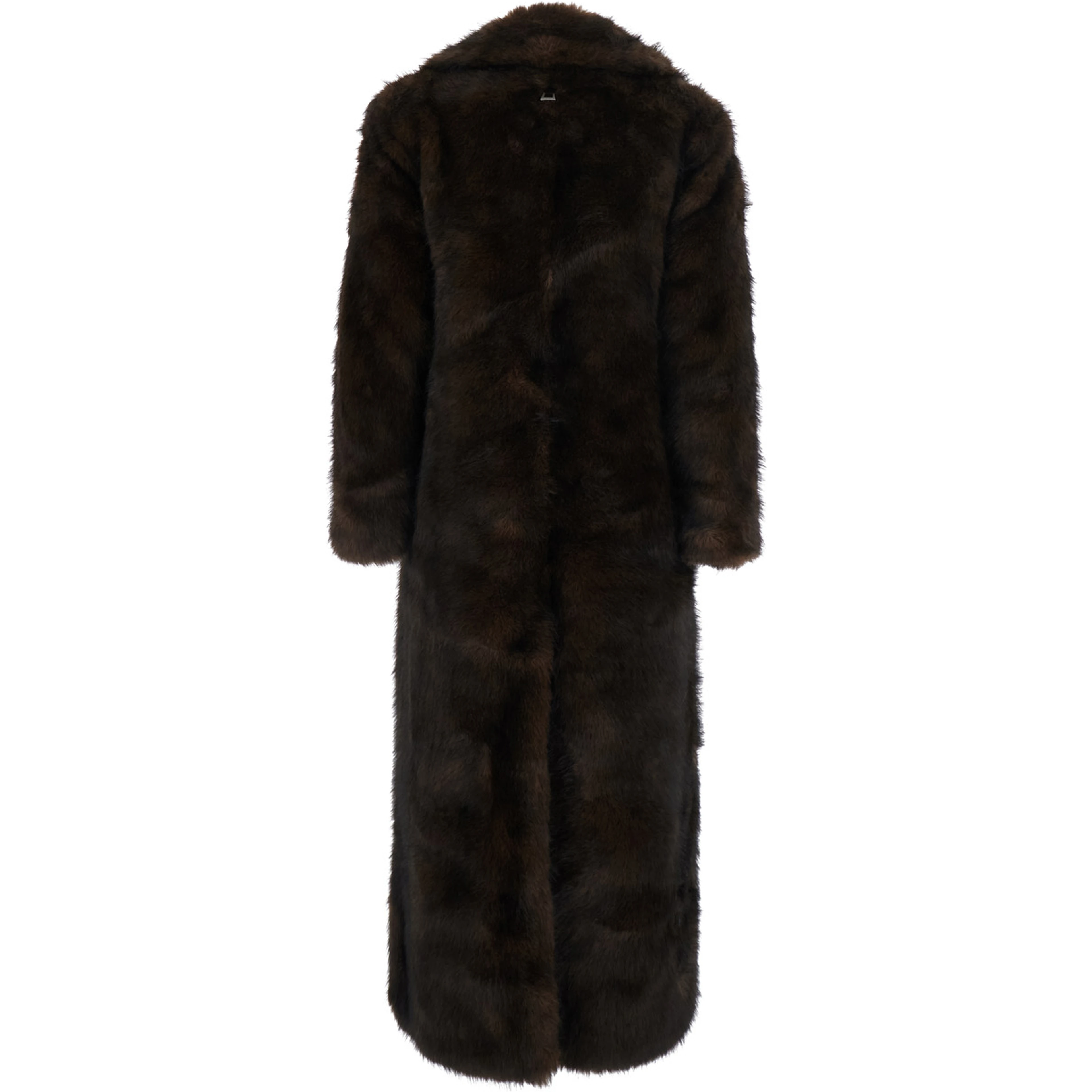 GABRIELLE Brown Fur Coat with Notched Collar in faux-Fur for Women
