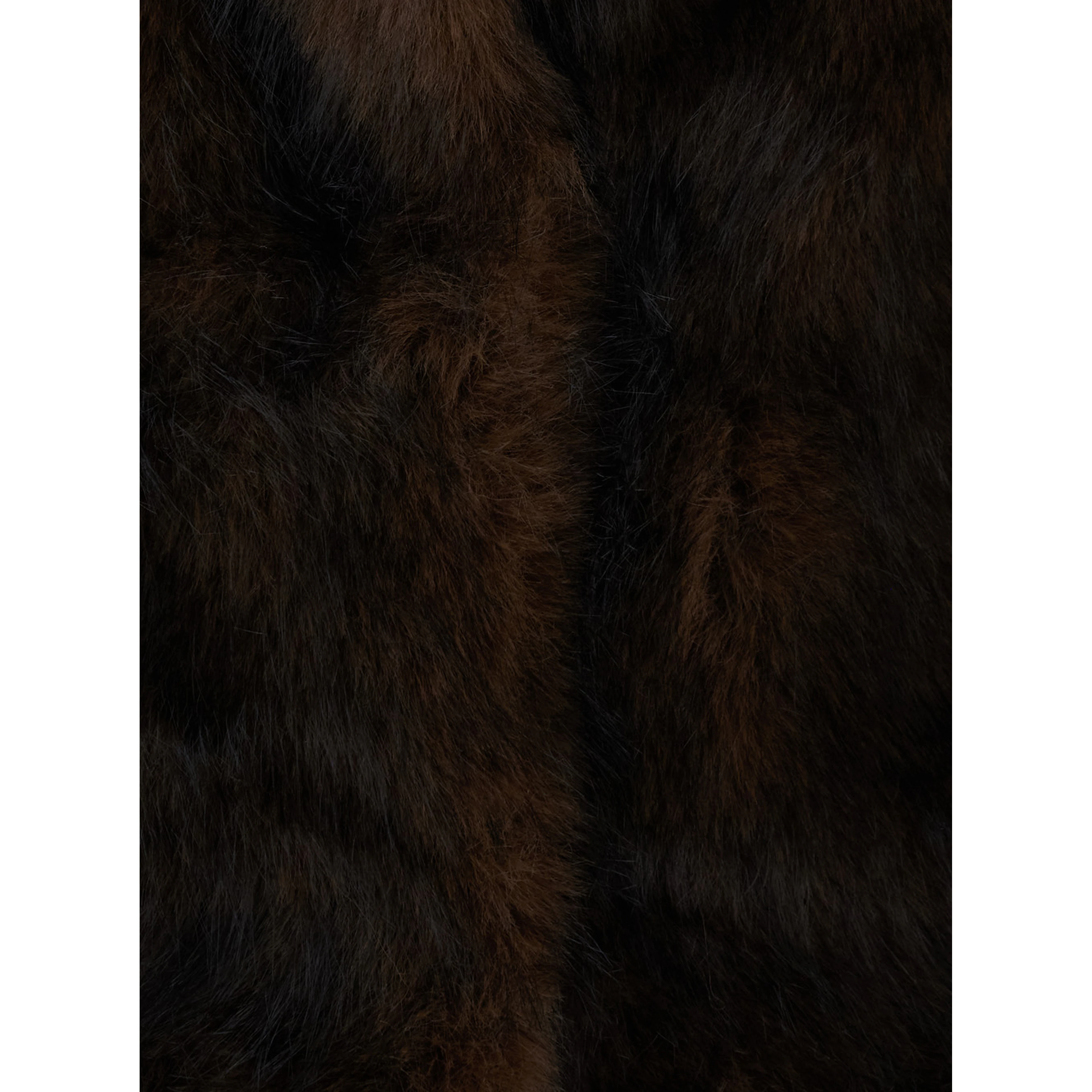 GABRIELLE Brown Fur Coat with Notched Collar in faux-Fur for Women