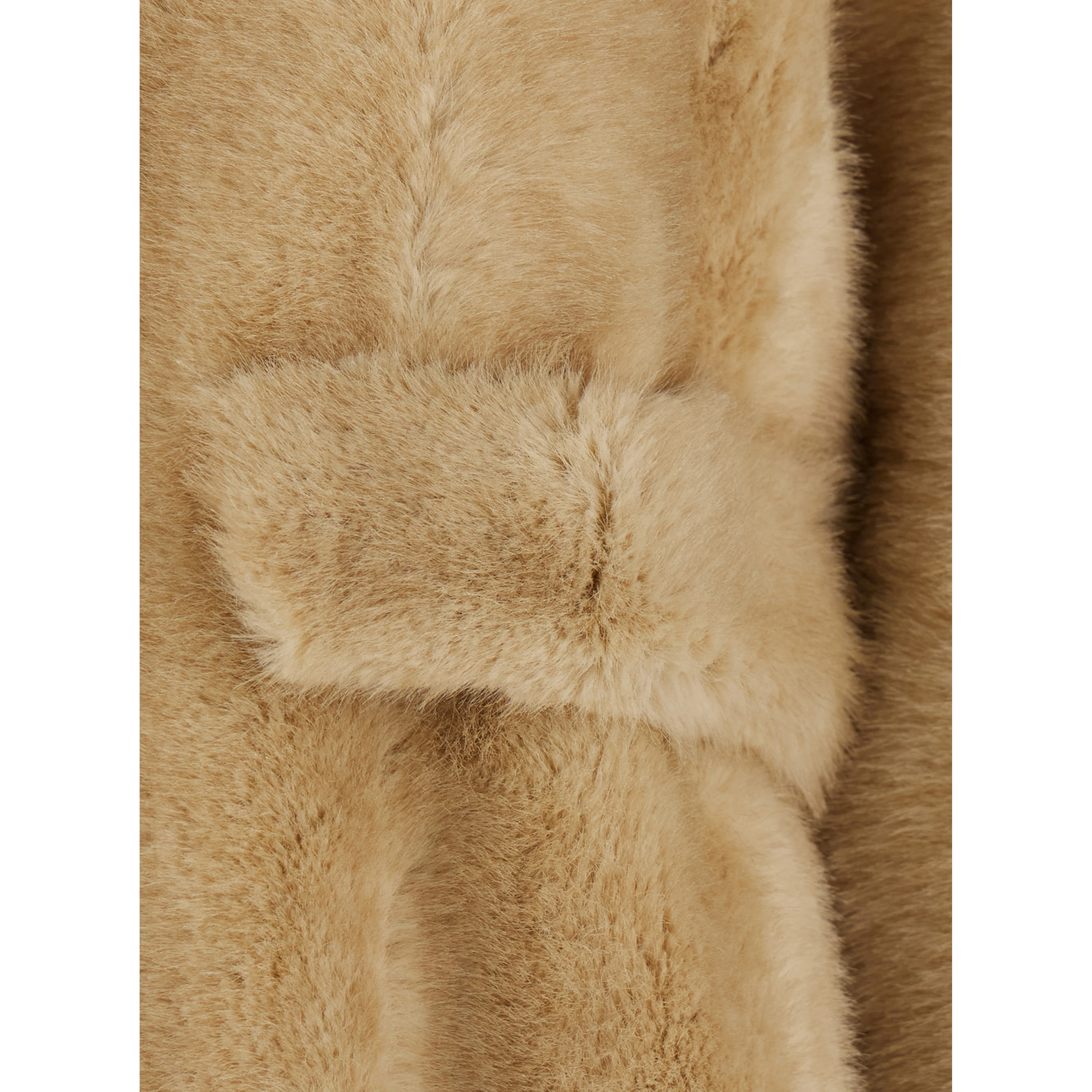 IRIS beige fur jacket with high collar in faux fur for women