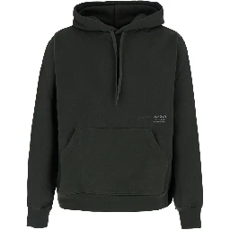 Green hoodie with drawstring hood and logo lettering on the front in cotton for men