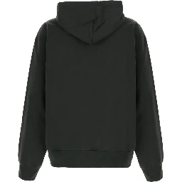 Green hoodie with drawstring hood and logo lettering on the front in cotton for men