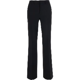 Black Pants with Flared Leg in Fabric for Women