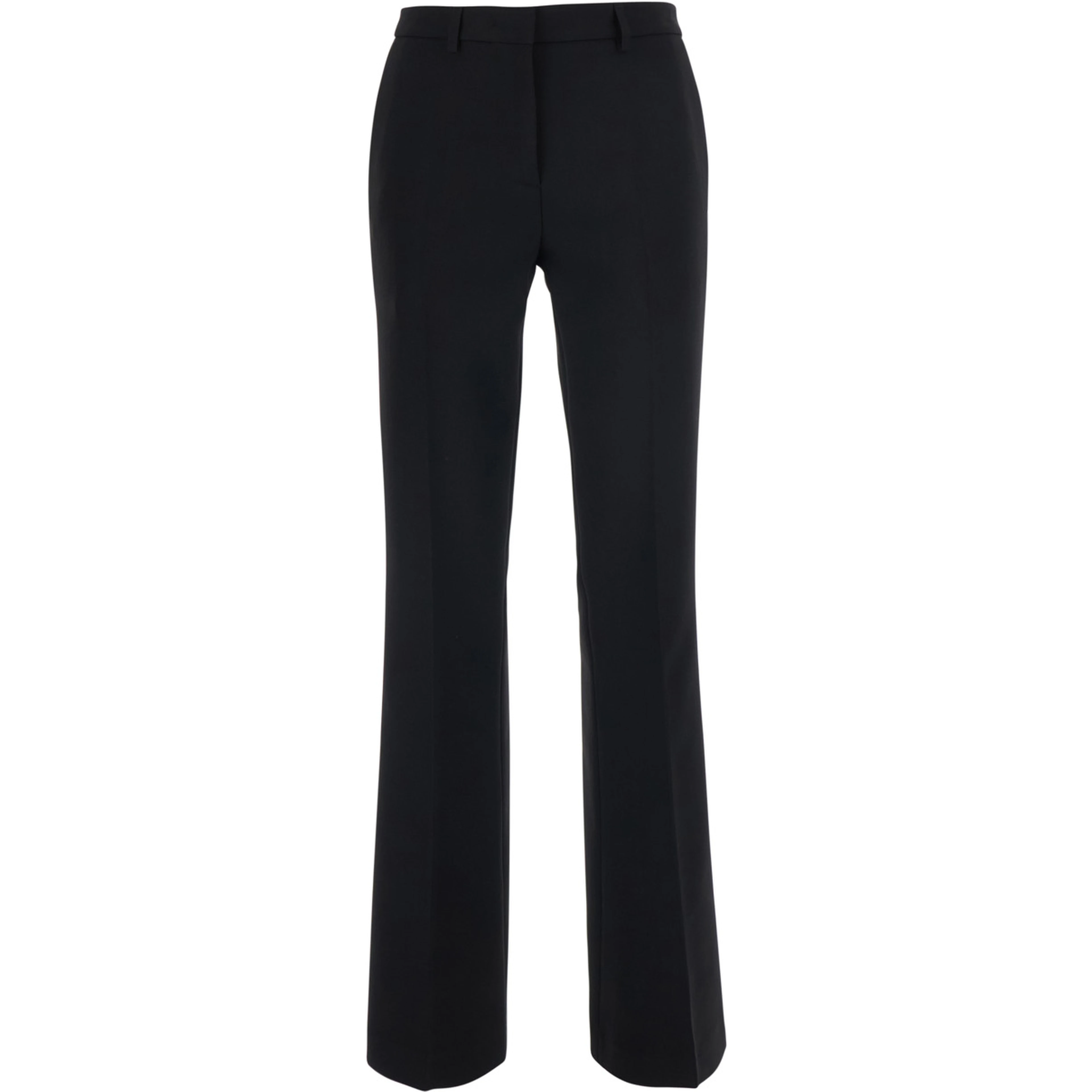 Black Pants with Flared Leg in Fabric for Women