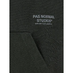 Green hoodie with drawstring hood and logo lettering on the front in cotton for men