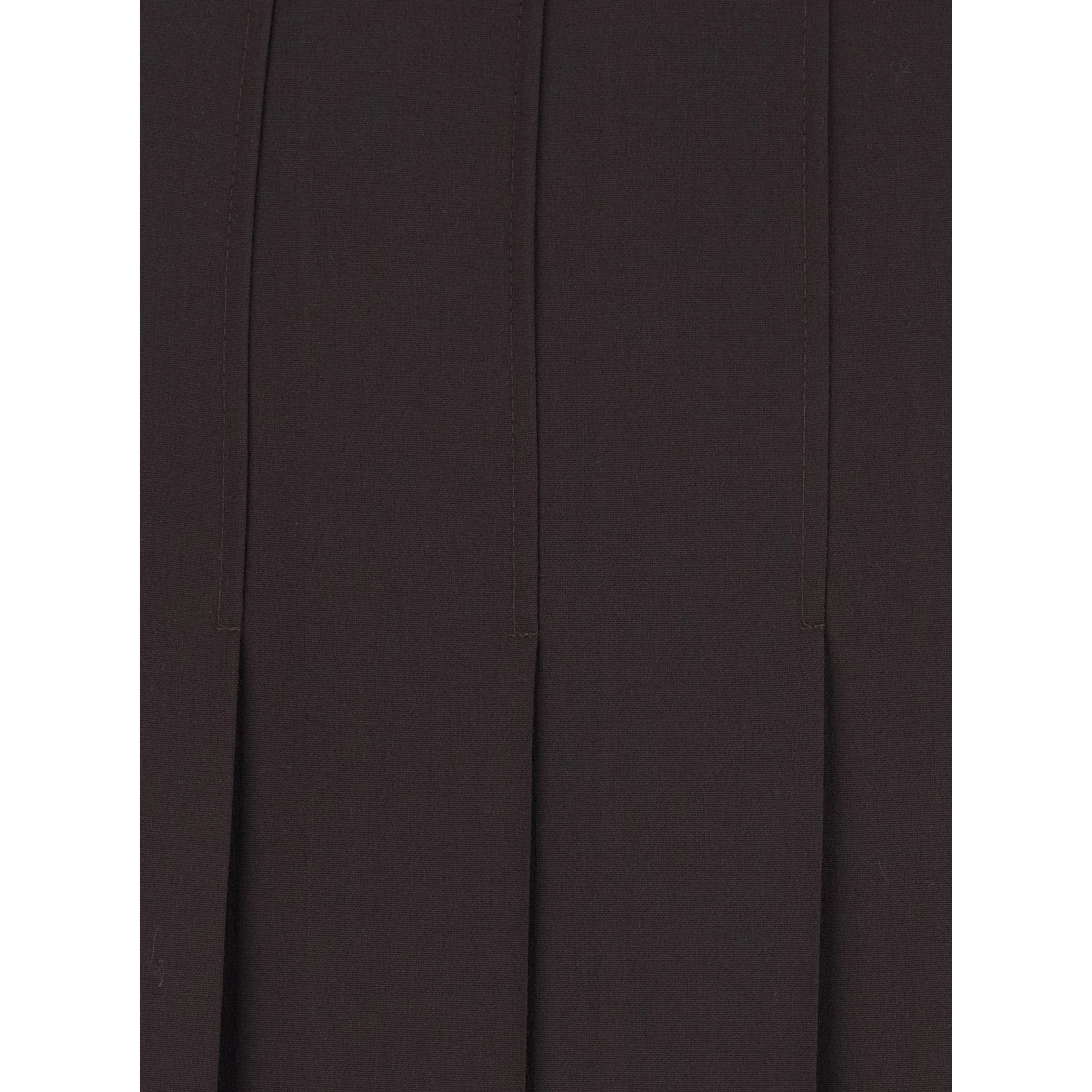 Brown Midi Skirt with Hiddden Side Zip Closure and Pleated Design in Tech Fabric for Women
