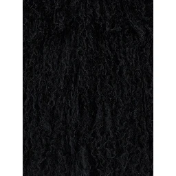 Short Jacket in Tibet Fur with high collar and long sleeves in black for women