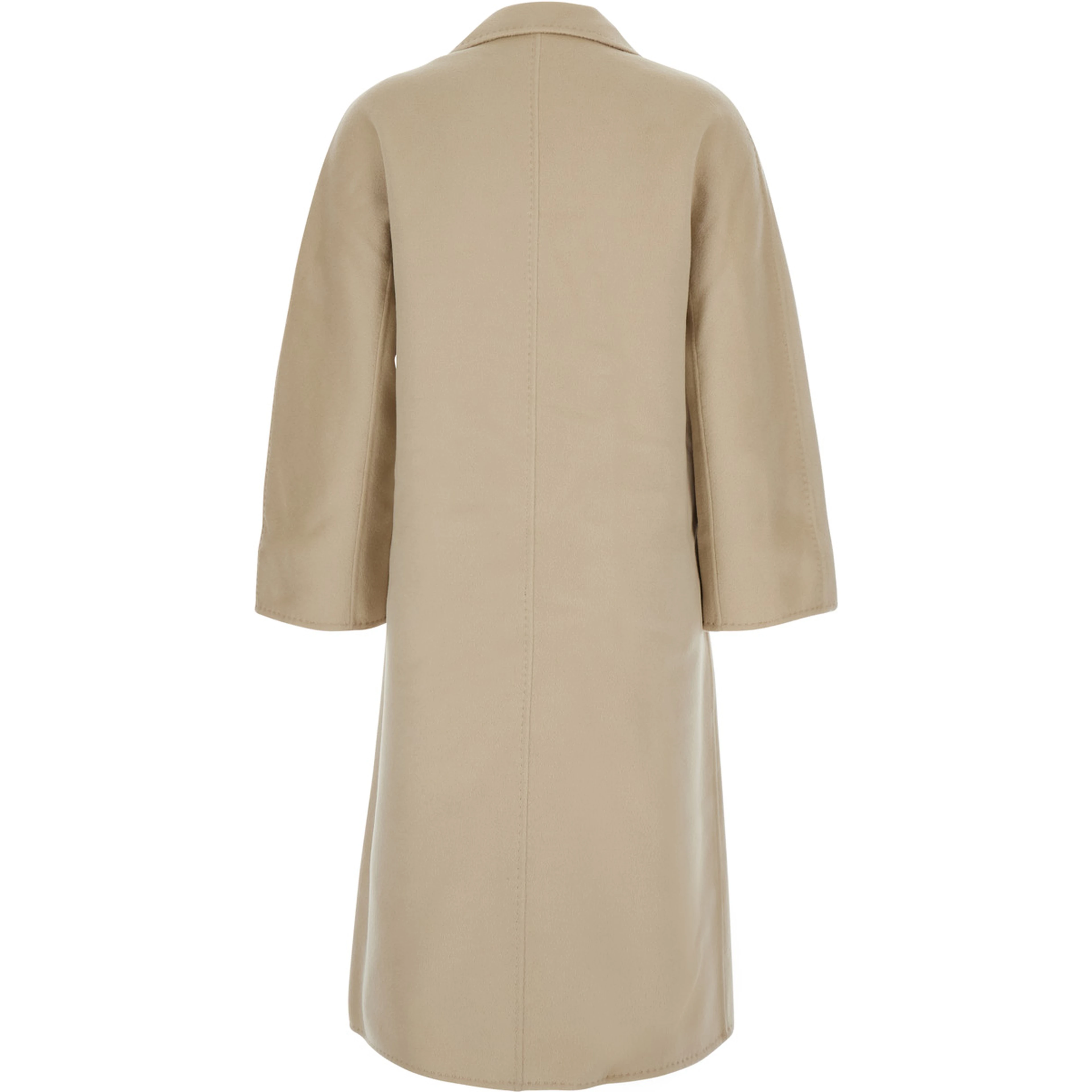 Beige double-breasted coat with classic lapels in wool women