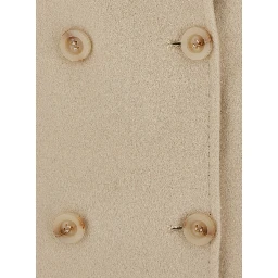 Beige double-breasted coat with classic lapels in wool women