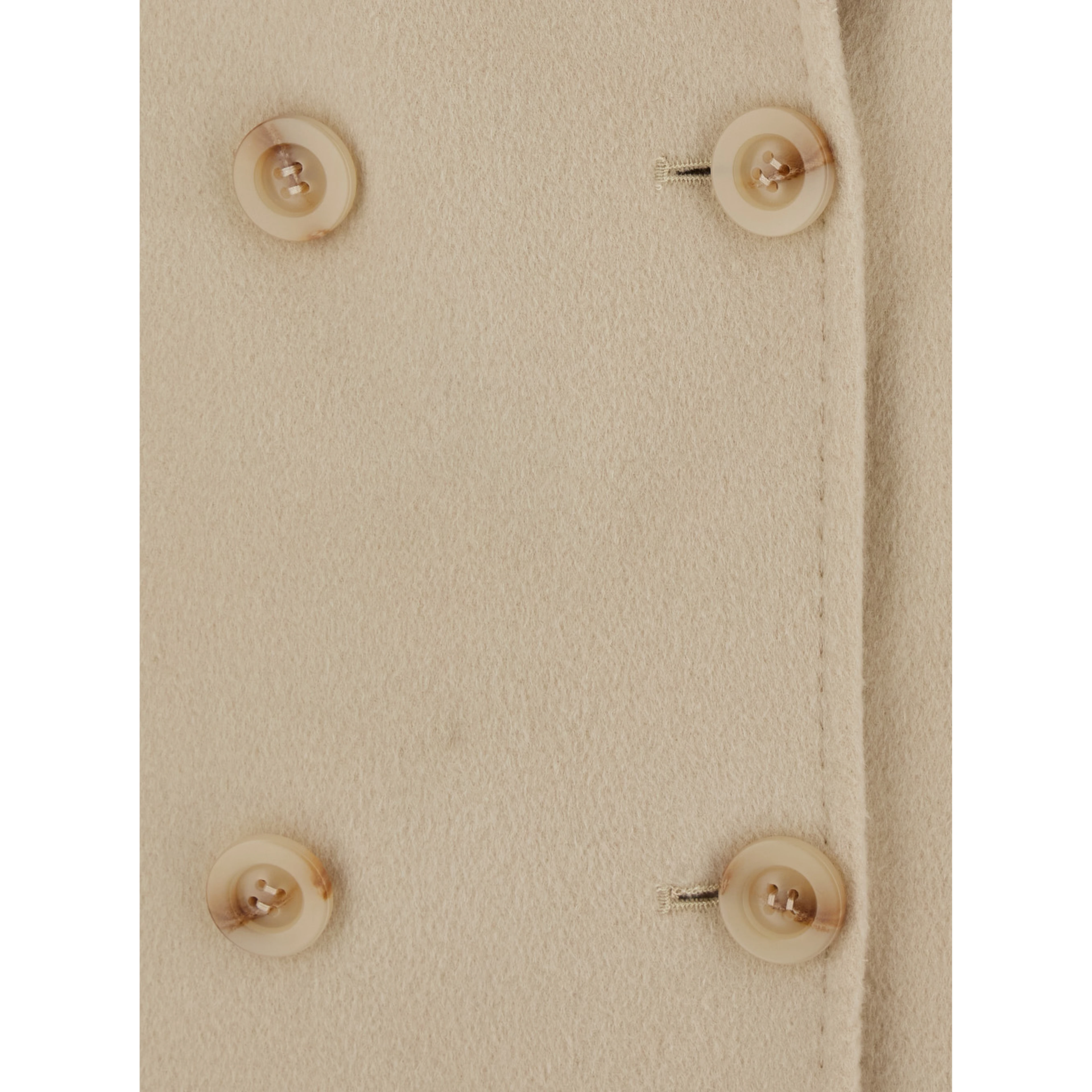 Beige double-breasted coat with classic lapels in wool women