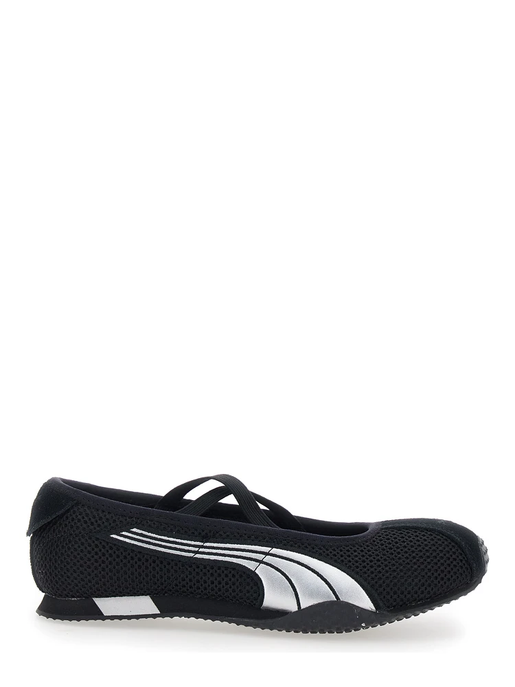 H Street Black Ballet shoes with Logo on the Front and Side and Mesh Inserts in Tech Fabric for Women
