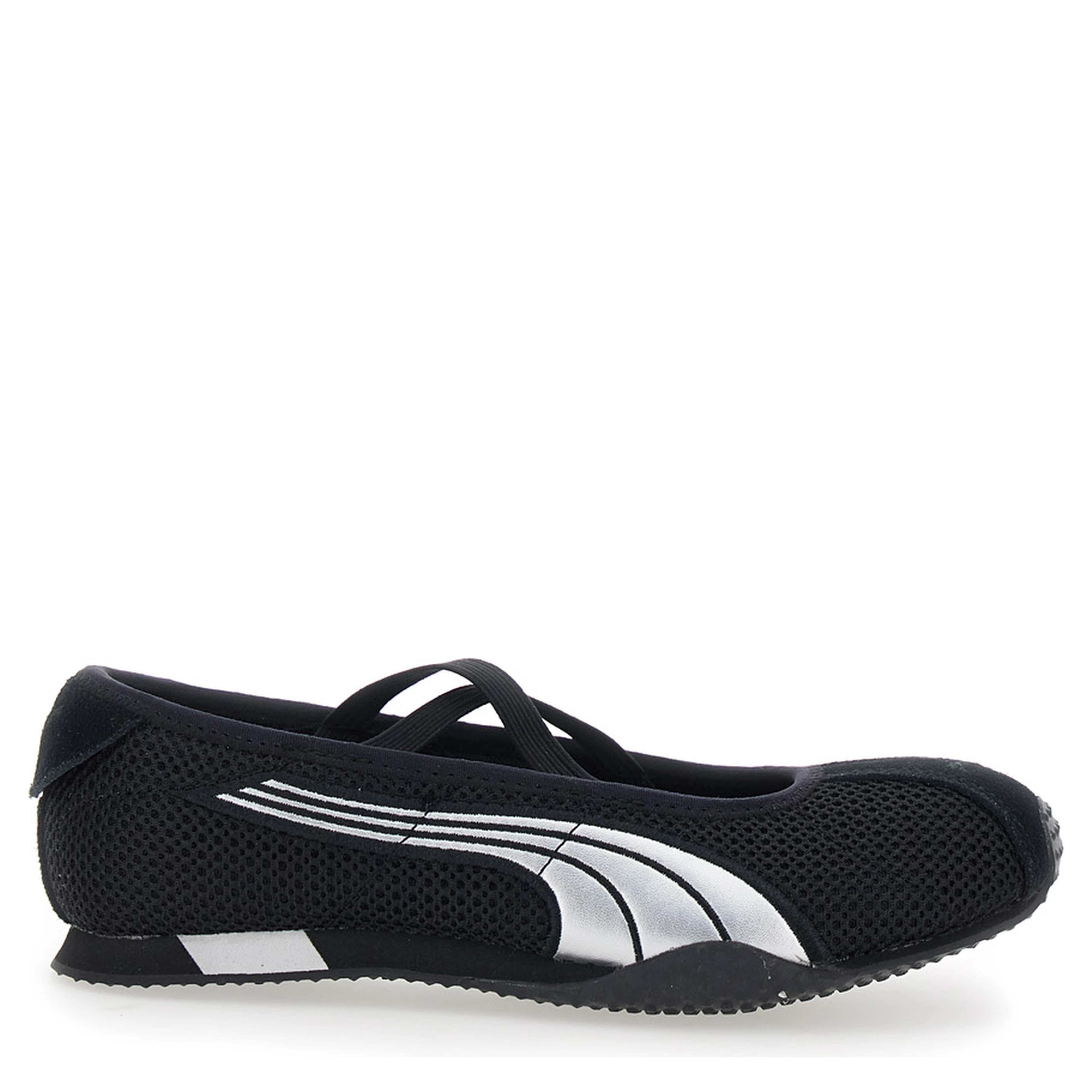 H Street Black Ballet shoes with Logo on the Front and Side and Mesh Inserts in Tech Fabric for Women