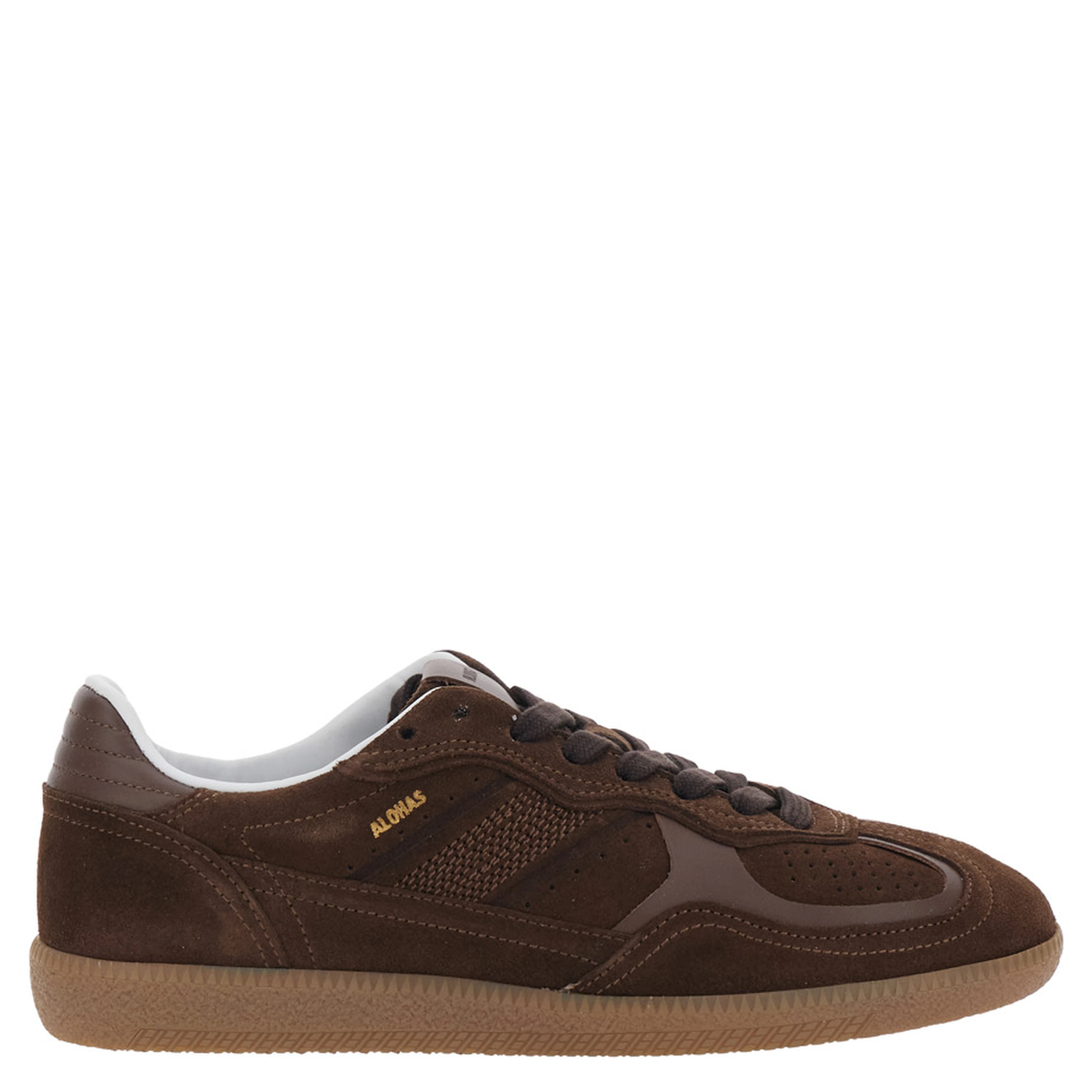 Brown Tb.490 Sneaker Low Top with Engraved Logo Detail on the Side and Perforated Details In Leather for Women