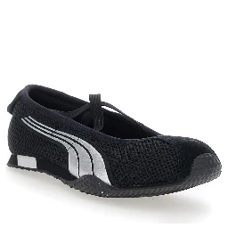H Street Black Ballet shoes with Logo on the Front and Side and Mesh Inserts in Tech Fabric for Women