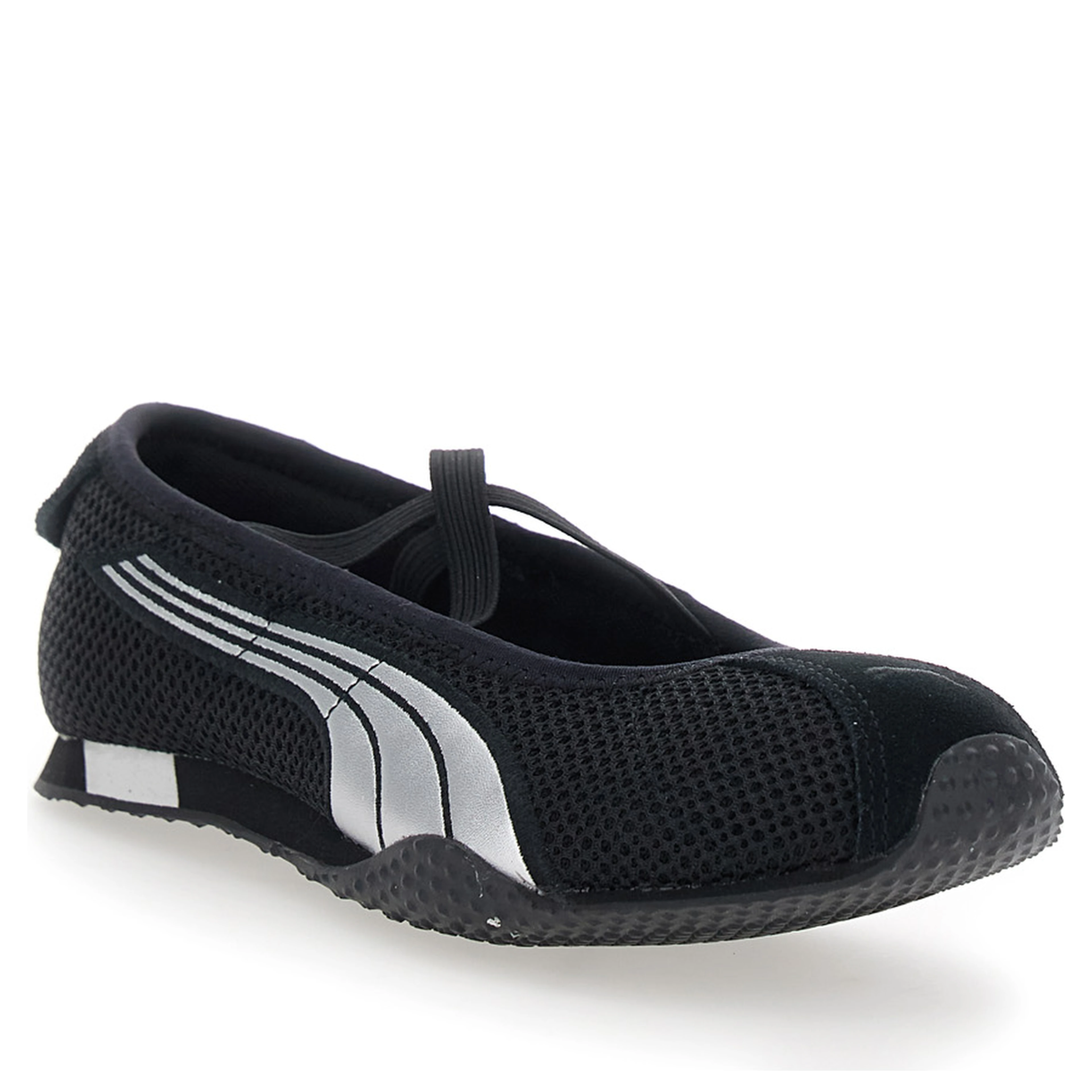 H Street Black Ballet shoes with Logo on the Front and Side and Mesh Inserts in Tech Fabric for Women