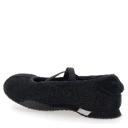 H Street Black Ballet shoes with Logo on the Front and Side and Mesh Inserts in Tech Fabric for Women