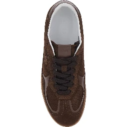 Brown Tb.490 Sneaker Low Top with Engraved Logo Detail on the Side and Perforated Details In Leather for Women