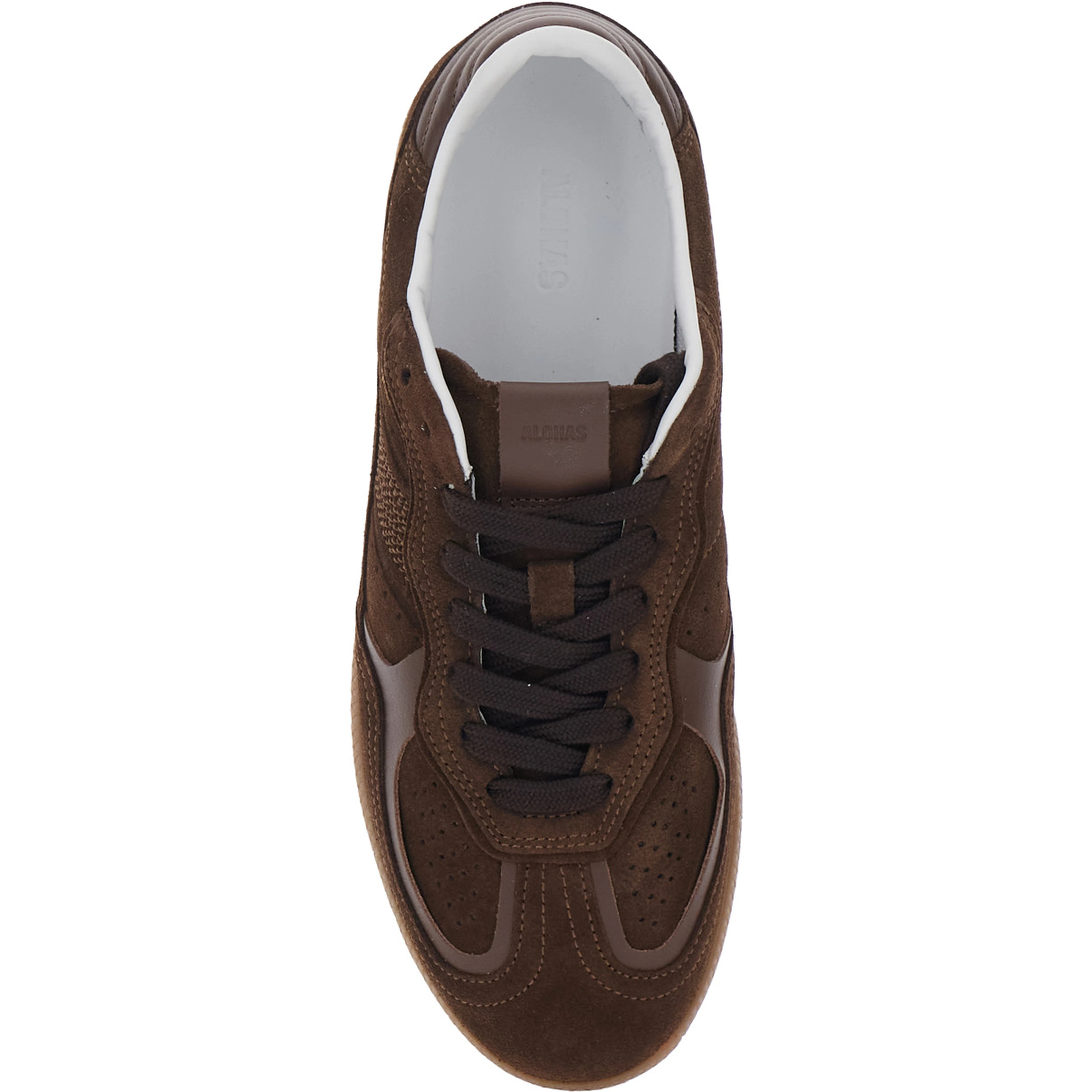 Brown Tb.490 Sneaker Low Top with Engraved Logo Detail on the Side and Perforated Details In Leather for Women
