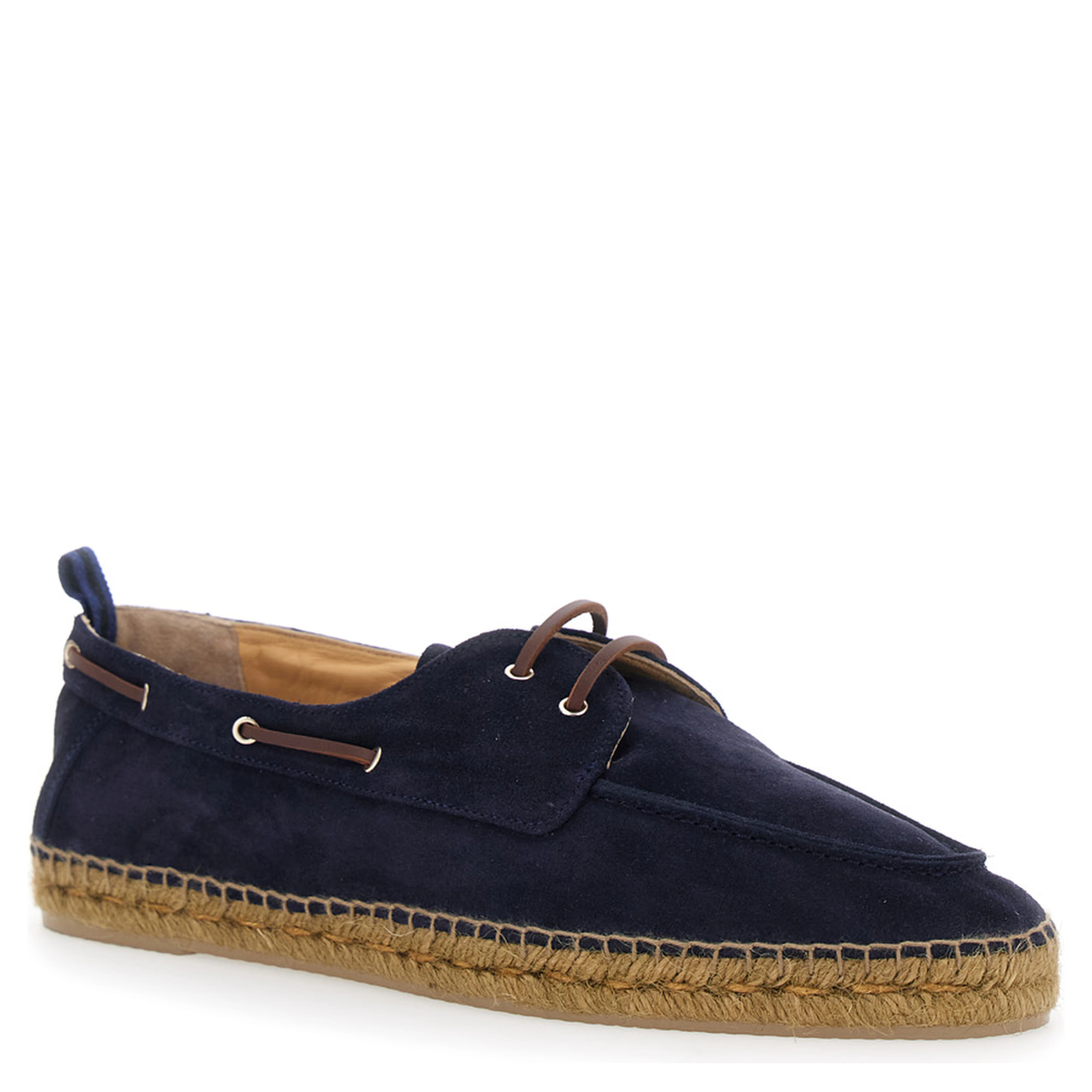 Espadrilles NEMO T/186 Serraje Blue with Rounded Leather Toe for Men