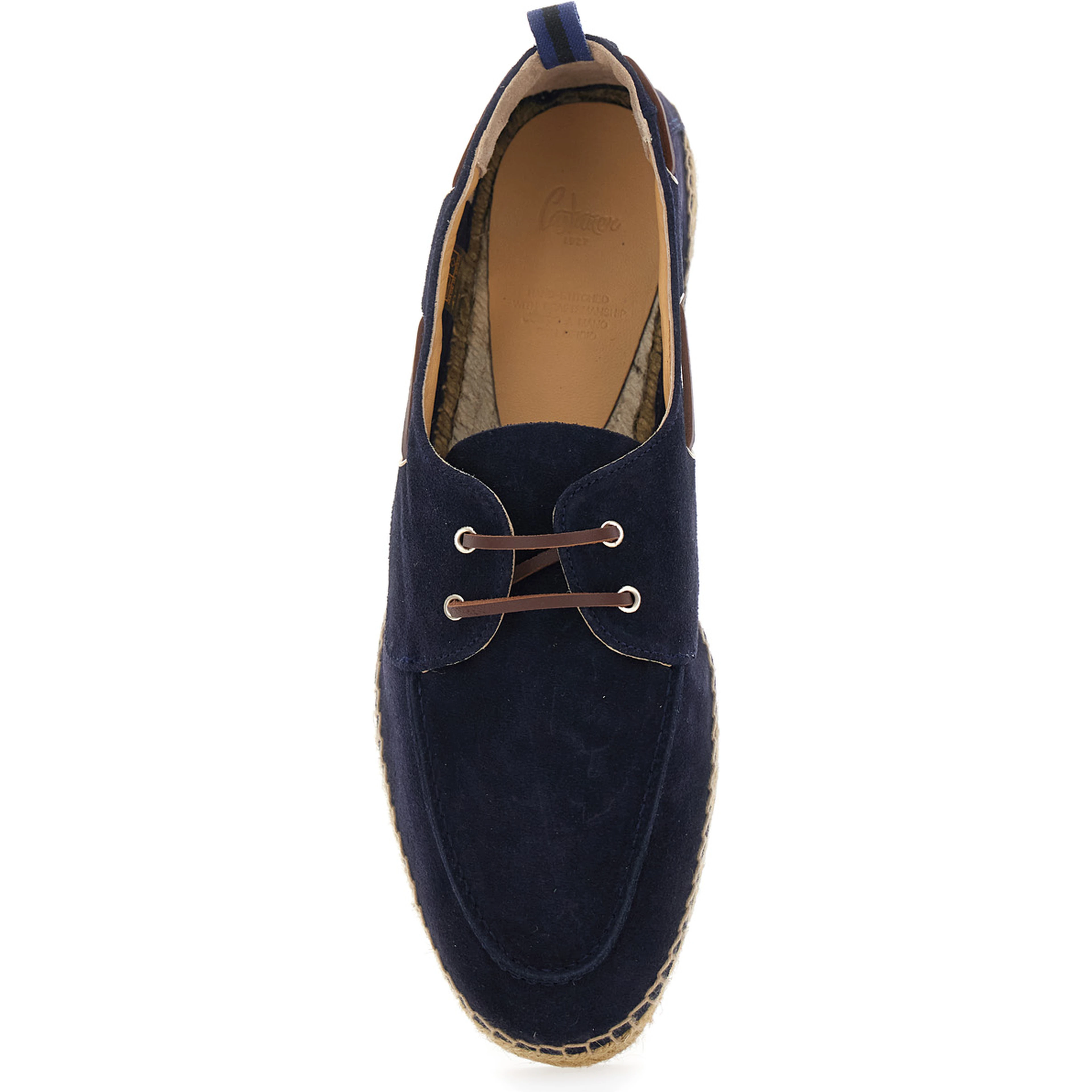 Espadrilles NEMO T/186 Serraje Blue with Rounded Leather Toe for Men